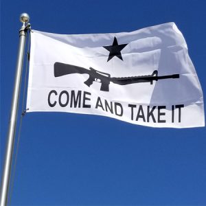 A white flag with a black star
