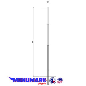 50-foot flagpole diagram with Monumark logo.