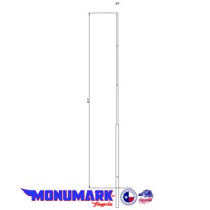 Flagpole diagram with height measurements and logos.