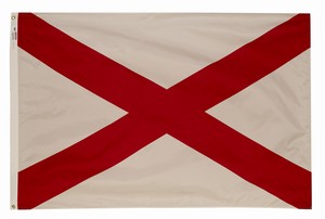 Flag with a red diagonal cross on a white background.