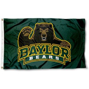 Baylor Bears flag with a fierce bear logo on dark green background.