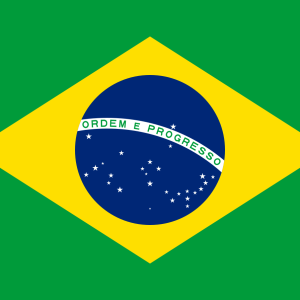 The national flag of Brazil with its green