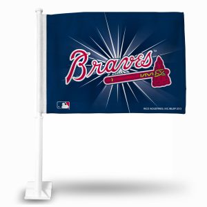 Atlanta Braves car flag with team logo and colors.