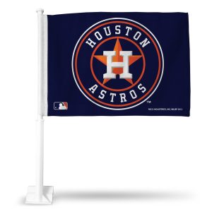 Houston Astros car flag with team logo on navy background.