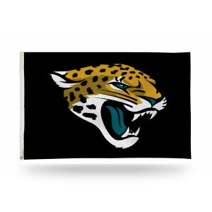 Jaguar head logo with fierce expression on black background.