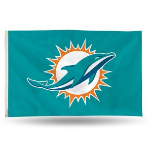 Miami Dolphins logo on teal flag.