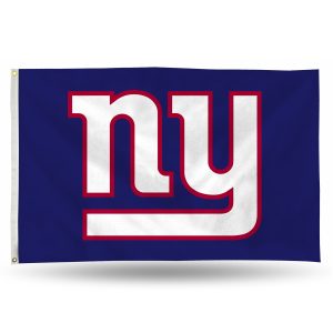 Blue flag with red and white NY logo.