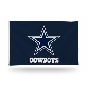 Dallas Cowboys flag with star logo and team name on navy background.