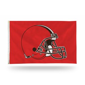 Cleveland Browns football team logo on a red background.