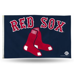 A navy blue Boston Red Sox blanket with the team's logo and name.