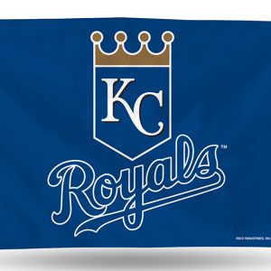 Kansas City Royals logo with a crown on a blue background.