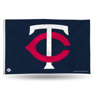 Flag featuring the Minnesota Twins logo on a navy background.