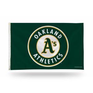 Oakland Athletics logo on a green flag.