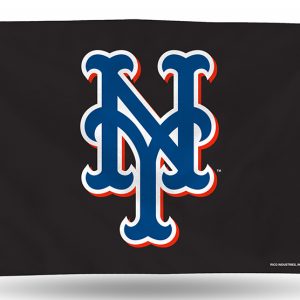 Logo of the New York Mets baseball team on a black background.
