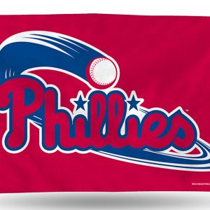 Philadelphia Phillies logo with a baseball graphic on a red background.
