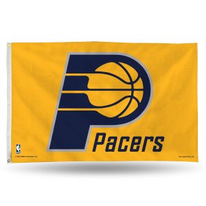 Golden yellow flag with the Indiana Pacers basketball logo and text.