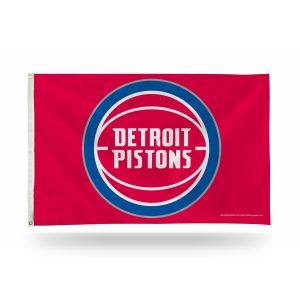 Red flag with the Detroit Pistons logo in the center.