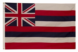 The historical flag of the Kingdom of Hawaii with red