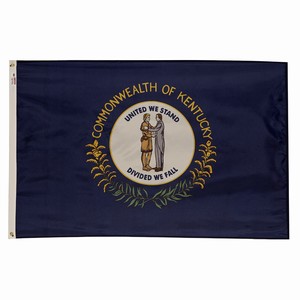 The flag of the Commonwealth of Kentucky with its seal on a dark blue background.
