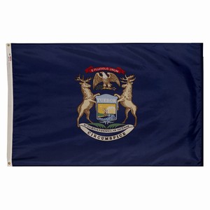 Flag of Michigan featuring a blue field with the state coat of arms.