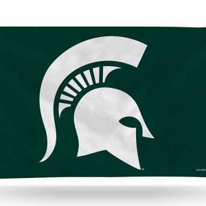 Michigan State Spartans logo with a Spartan helmet on a green background.