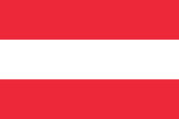 Flag of Austria with red and white horizontal stripes.