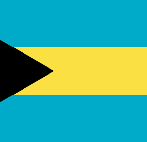 Flag with a black triangle and horizontal stripes of aquamarine