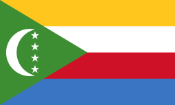 Flag with horizontal stripes and a green triangle on the left containing stars.