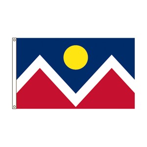 A flag with a blue top