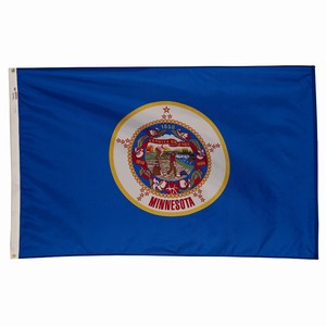Flag of the U.S. state of Minnesota with its seal on a blue background.