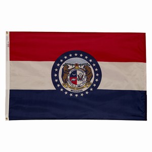 The Missouri state flag with red