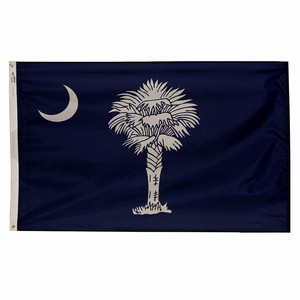 South Carolina state flag featuring a palmetto tree and crescent moon.