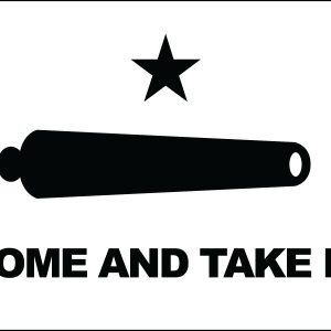 A black silhouette of a cannon with a star above and partial text below.