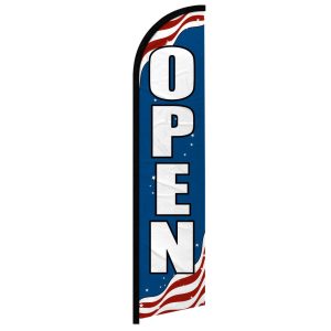 Open flag with stars and stripes design.