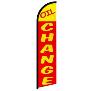 Red and yellow oil change banner flag.