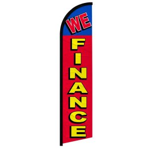 Red and blue "We Finance" flag.