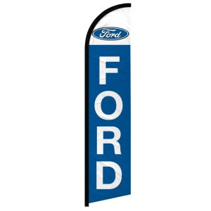 Blue Ford vertical banner with logo.