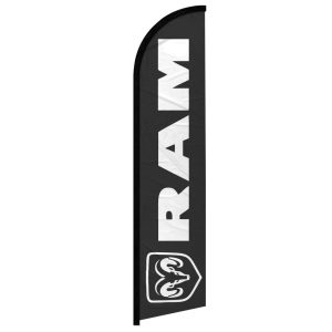 Black flag with "RAM" and ram logo.